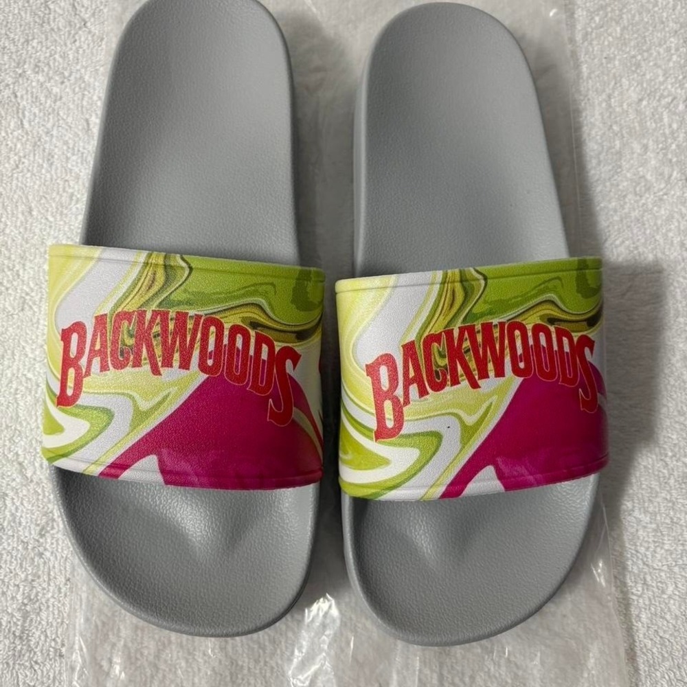 Backwoods Slides Sandals – Gray Swirl Print Size 8 (EU 41)
